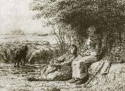 Jean Francois Millet Two shepherden oil on canvas